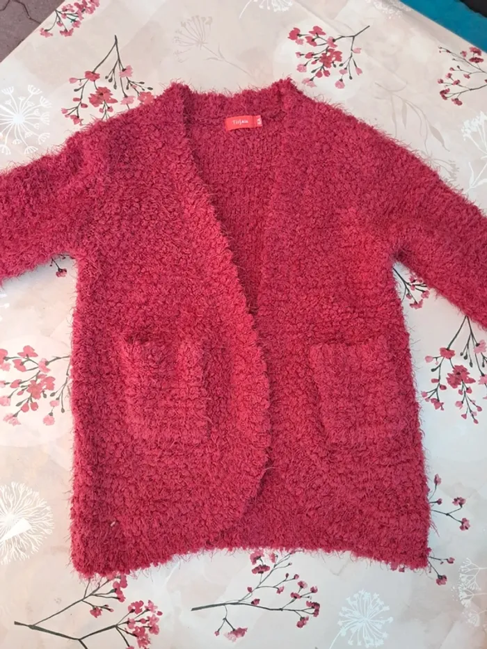 Superbe gilet très doux et moelleux, poches, fushia - T 6 ans - Tissaïa - photo numéro 2