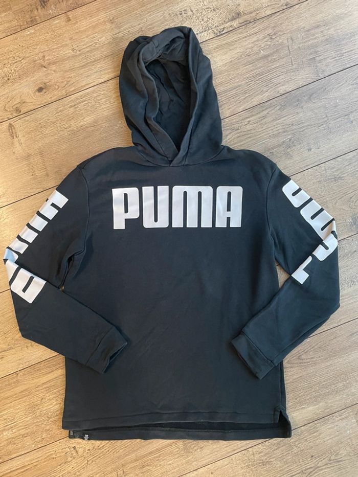 Sweat à capuche noir Puma fille / garçon 14 ans Tbe