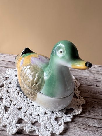 Ancien pot terrine Canard Yves Rocher - Décoration Campagne Chic