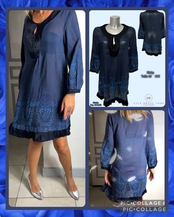💙 Robe bohème chic brodée bleue – Taille 40 SOLDÉ -70% (vidéo portée dispo ) 💙