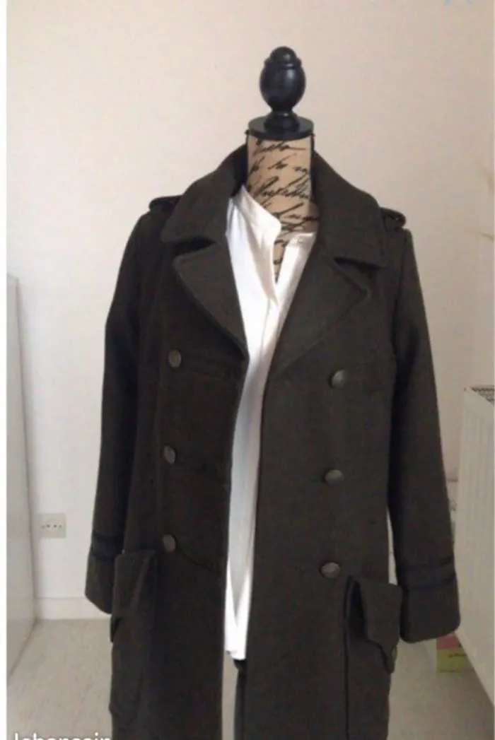 Manteau laine hiver kaki