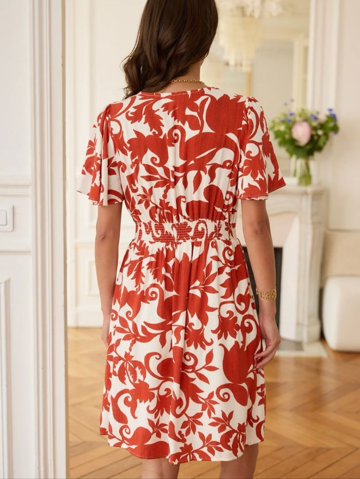 Jolie robe courte motifs terracotta - photo numéro 2