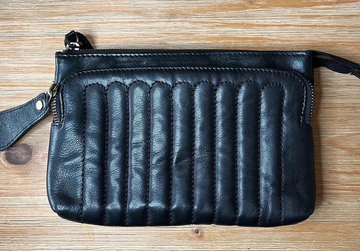 Pochette sac à main Bel Air en cuir gris anthracite – multi-poches – très bon état - photo numéro 3