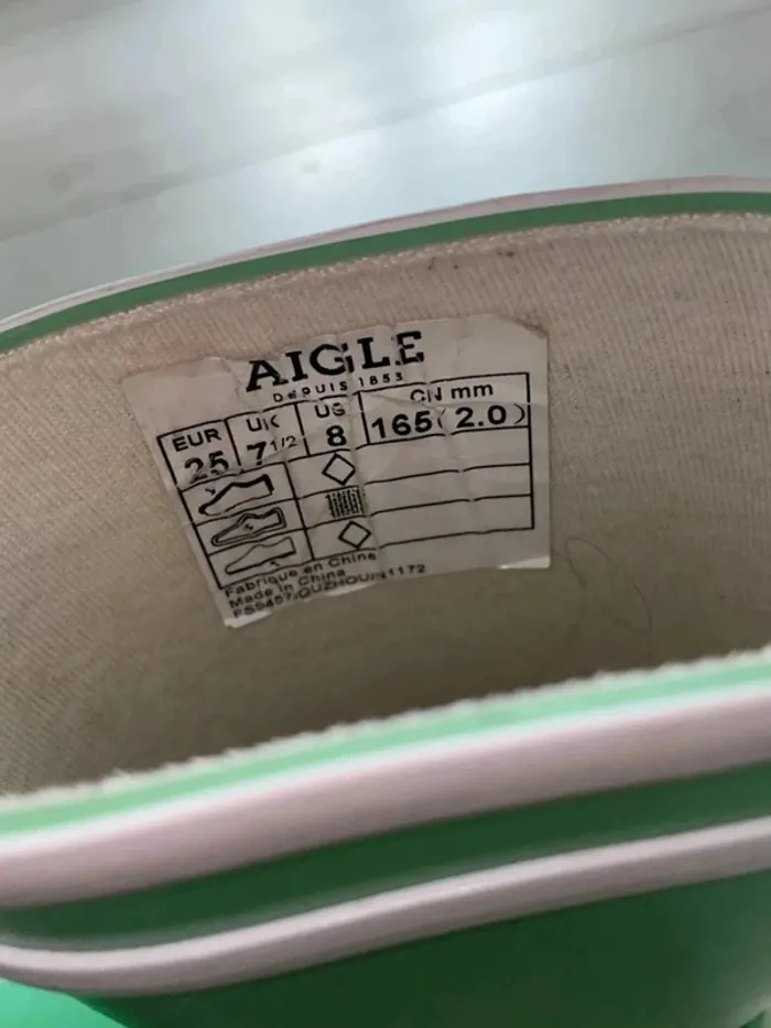 Bottes de pluie mixtes aigle vertes taille 25 - photo numéro 4