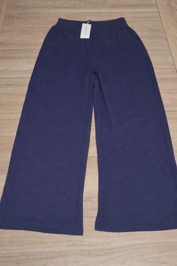 Pantalon yoga femme larges taille haute contrôle ventre avec poches bleu marine