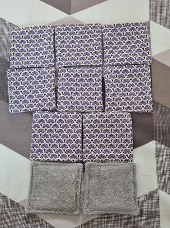 Lingettes lavables violettes éventails 