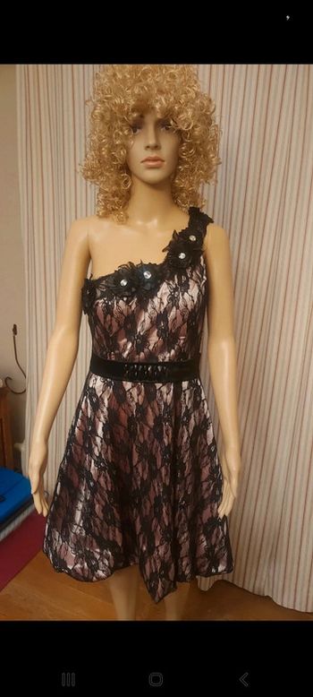 Robe de soirée Maner  L rose/dentelles noires