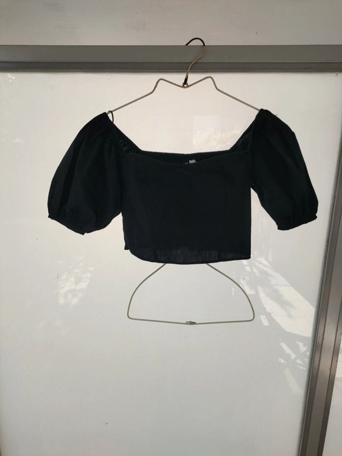petit haut blouse crop top noir divided H&M S - photo numéro 3