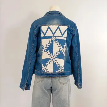 Veste en jeans upcyclé Amité Partage - Esmara - T44 - Jean brossé Upcycling Créateur - A170