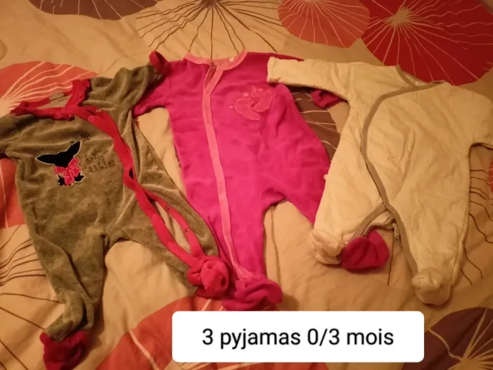 Lot de 3 pyjamas fille - 3 mois