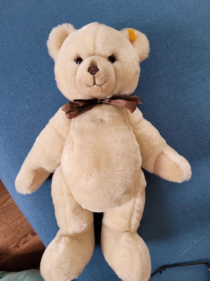 Grand Ours collection articulé Steiff 45cm beige miel noeud marron peluche traditionnelle - photo numéro 8