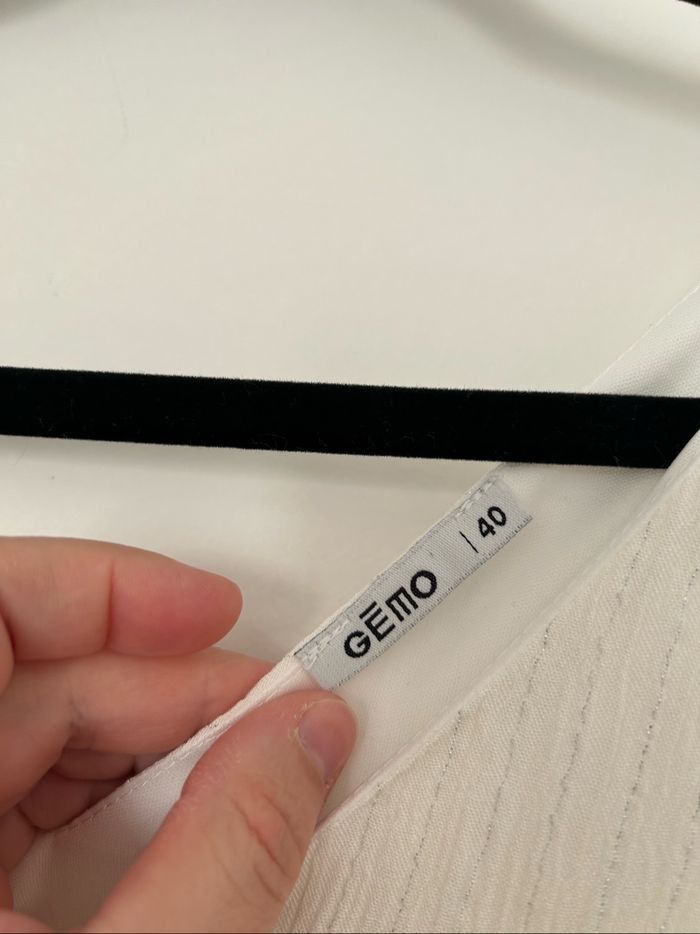 Débardeur doublé blanc rayé argenté noeuds sur les épaules Gemo 40 - photo numéro 4