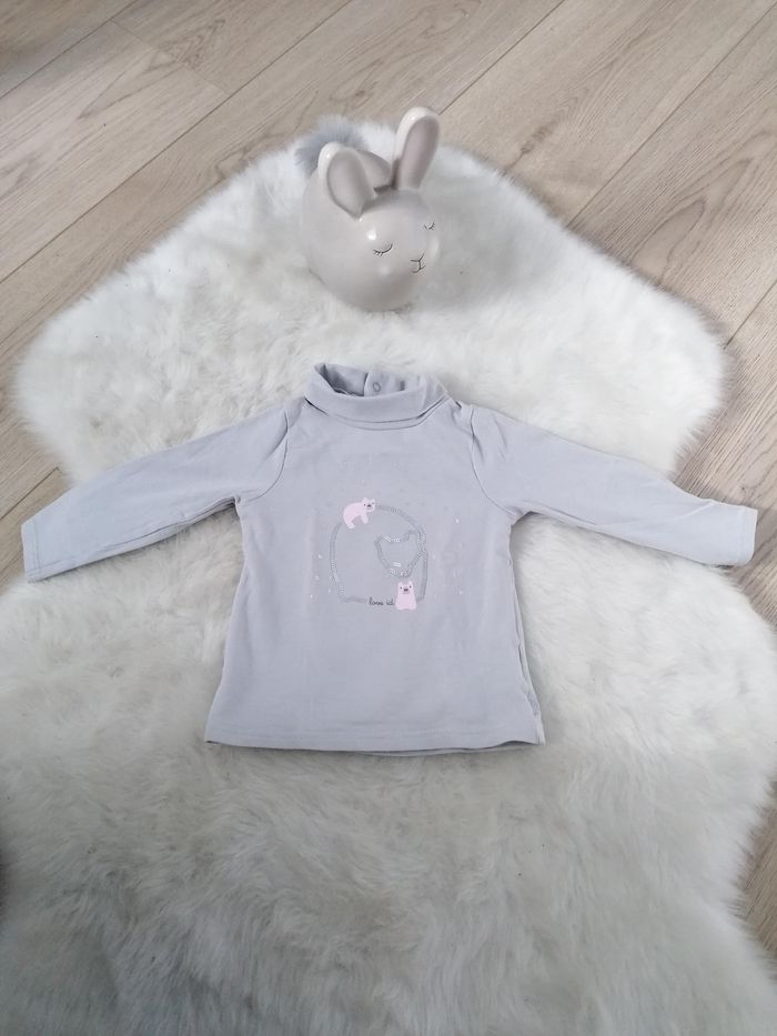 Tee shirt manches longues gris perle Obaïbi 6 mois #espanolitinafille6mois