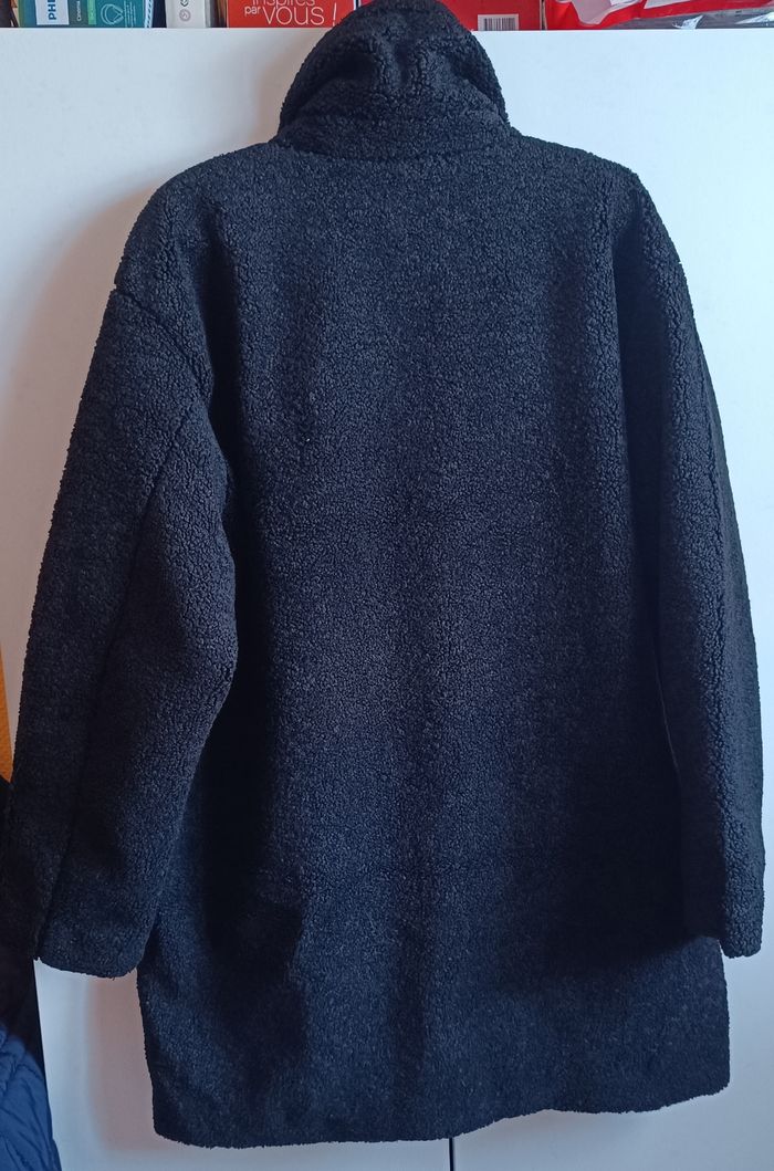 Manteau sherpa molleton noir - photo numéro 3
