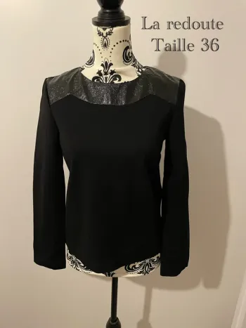 Blouse noire chic en simili cuir - La Redoute - Taille 36