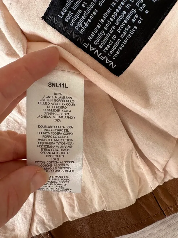 Veste en cuir marron Naf Naf 100% agneau – T.40 - photo numéro 5