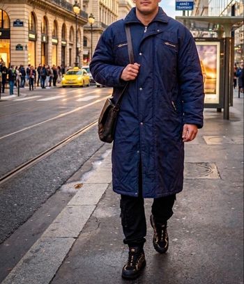 Parka Manteau Long Umbro Vintage - Style "Bench Jacket" / Coach bleu marine - Taille M