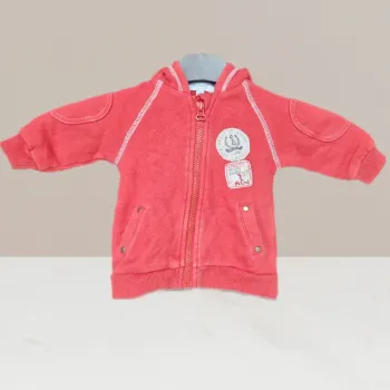 Gilet zippé a capuche rouge - Alphabet - Taille 6 mois