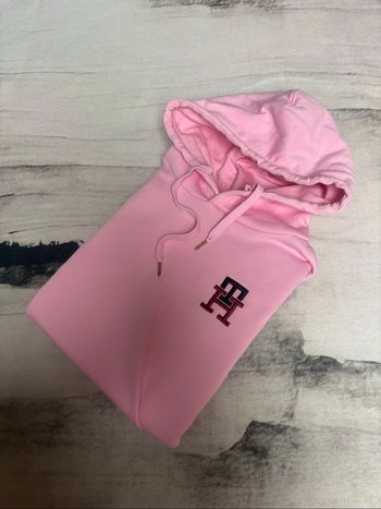 Sweat à capuche Tommy Hilfiger taille L rose bonbon logo brodé