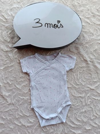 Body croisé manches courtes à pois Fille 3 mois Gémo 100% coton