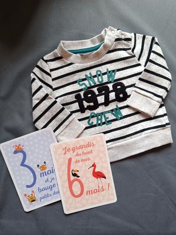 Sweat molleton rayé 🦕 Taille 6 mois