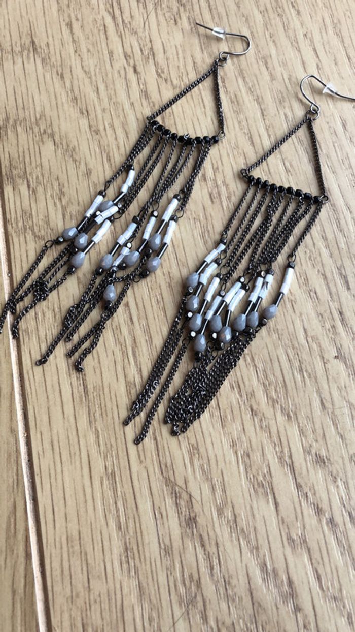 Magnifiques boucles d’oreilles de créateur / boucles d’oreilles longues - photo numéro 2