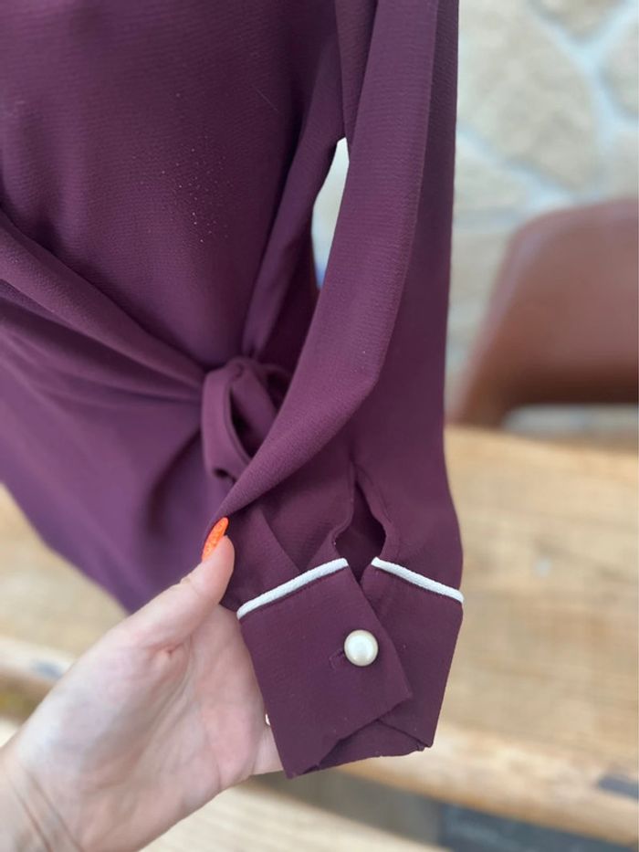 Chemisier blouse cache cœur bordeaux femme akoz de toi collection - photo numéro 5