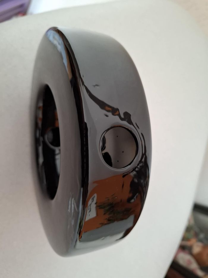 Joli vase soliflore rond céramique noire design très bon état - photo numéro 6