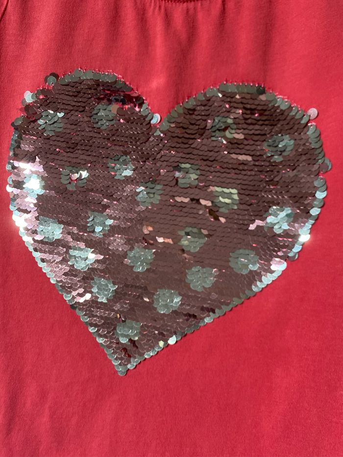 T-shirt rose bonbon Coeur en sequins 10 ans Okaidi - photo numéro 2