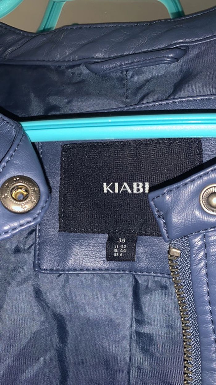 Veste similicuir bleue taille 38 - photo numéro 2