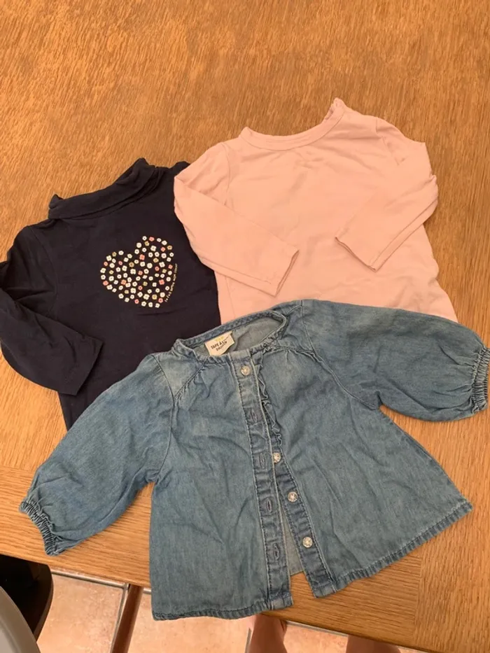 Lot t shirt longues manches et blouse 3 mois - photo numéro 2
