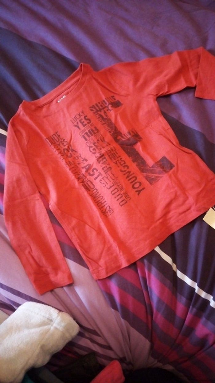 Tee shirt rouge/orange Kiabi