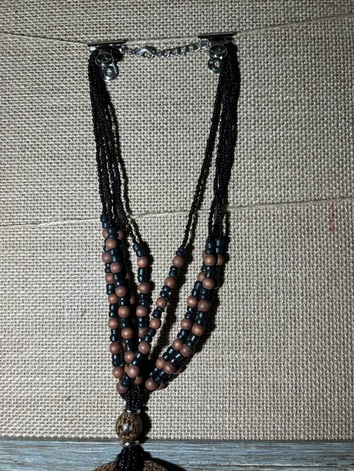 Collier en bois vintage - photo numéro 3
