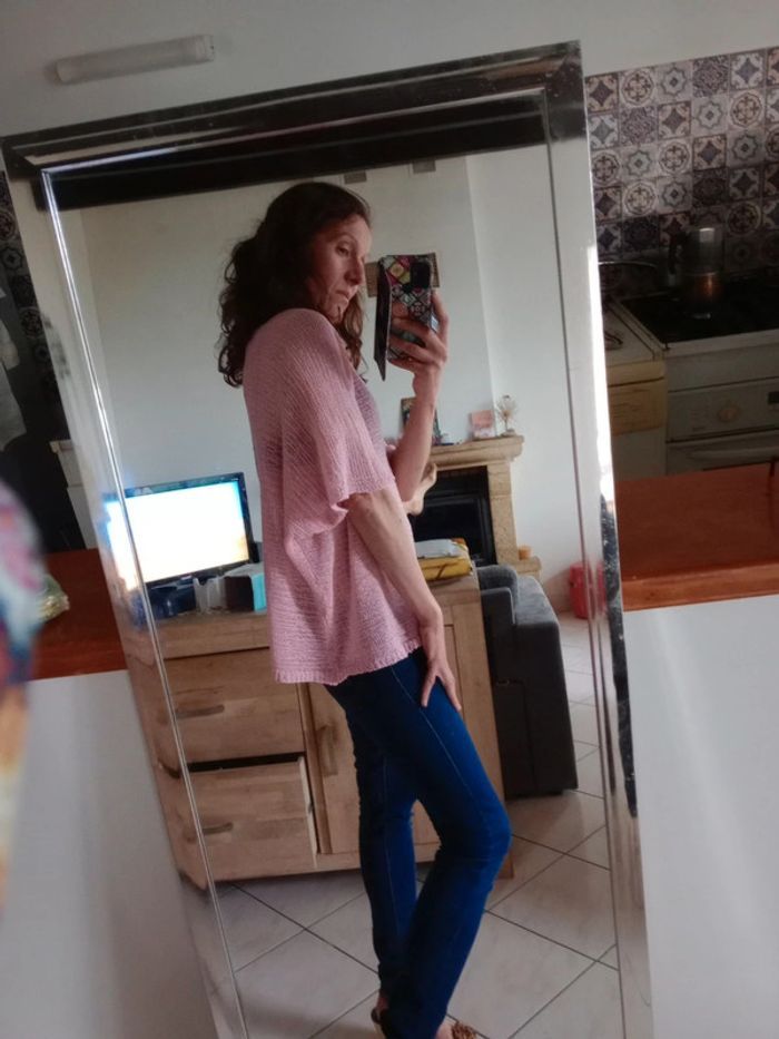 Top femme 40 ajouré rose c77 - photo numéro 8