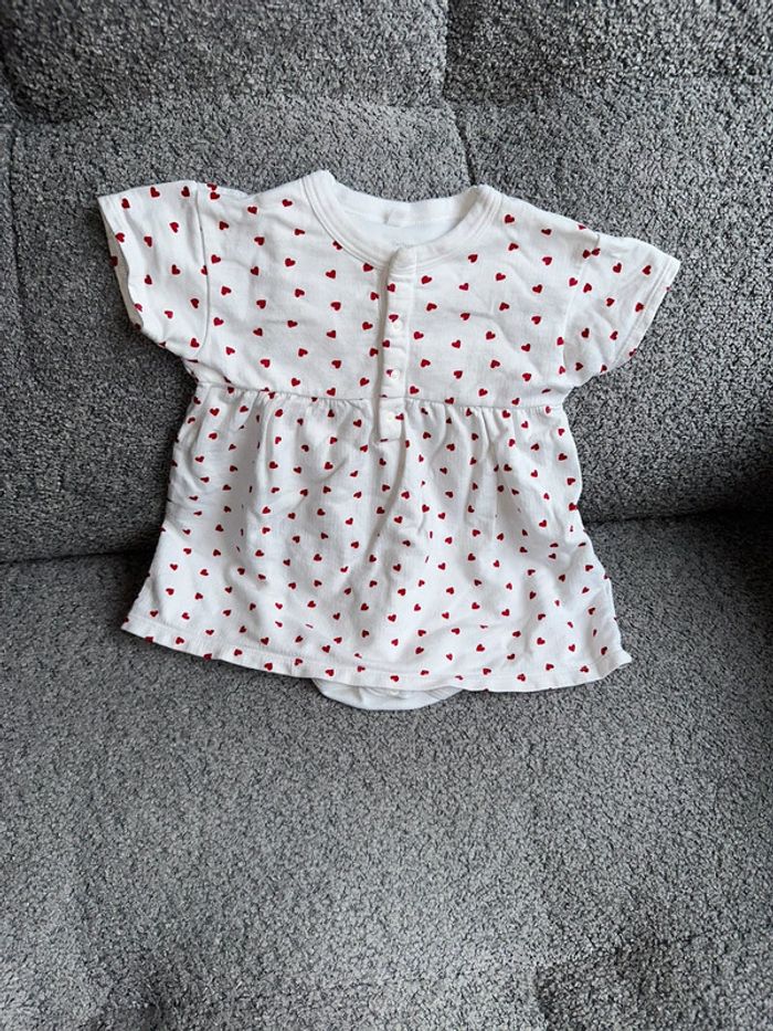 Robe blanche à cœurs rouge Bodie intégré Petit Bateau
