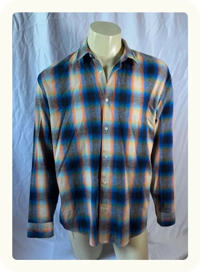Chemise manches longues carreaux Homme Zara Taille XL