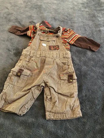 Ensemble polo et salopette bébé garçon 3 mois