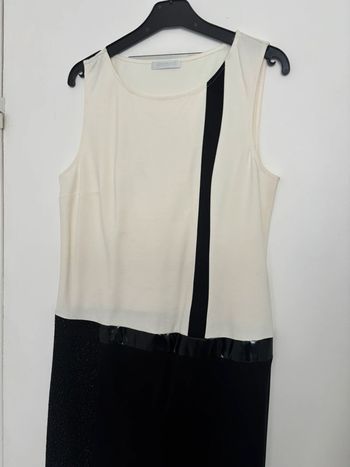 Robe droite originale blanc bi matière T38/40
