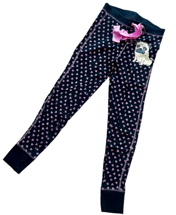 Pantalon de Pijama bleu marine à cœurs roses avec un chien Love to Lounge taille S très bon état