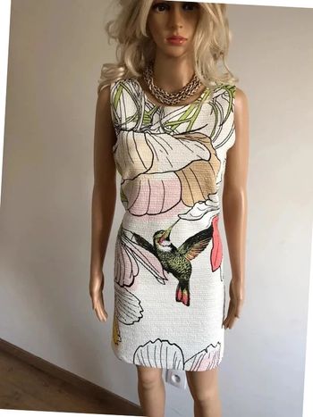 Robe écrue et imprimée sans manches Desigual taille L excellent état