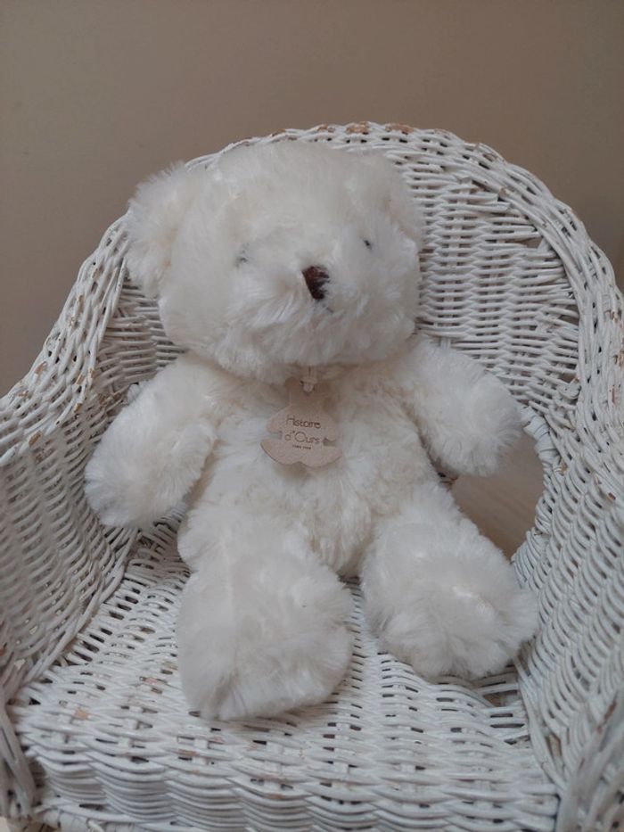Histoire d'ours - peluche ourson blanc calins