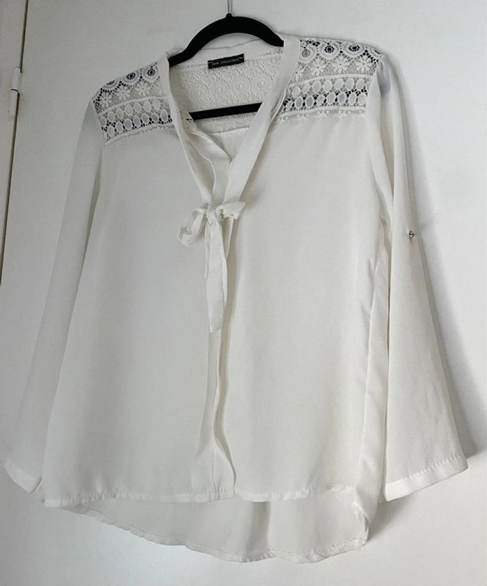 Blouse Blanche Avec Broderie Taille Unique - photo numéro 2