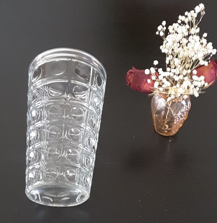 Vase transparent en verre moulé - Vintage - photo numéro 2