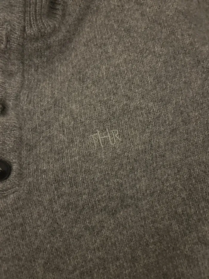 Pull avec de laine col bouton gris homme, Throttleman taille L - photo numéro 2