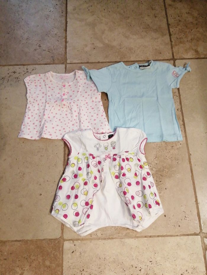Lot de 3 t shirt manches courtes fille en 6 mois