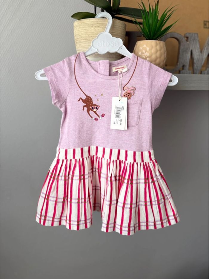 Robe Catimini - Lila/fuchsia/blanc - neuve avec étiquette - taille 12 mois -