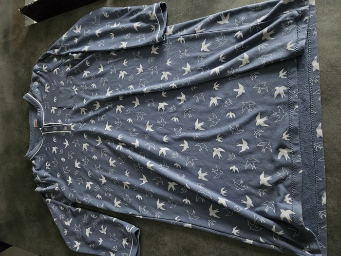 Chemise de nuit thermique Thermolactyl en maille interlock femme - Bleu imprimé - 46/48 (L/XL) - Dam - photo numéro 3