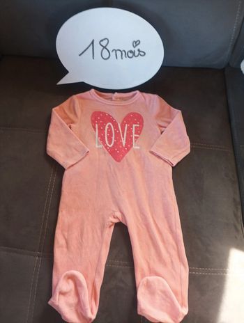 Pyjama 1 pièce Fille 18 mois cœur love Bébé rêve