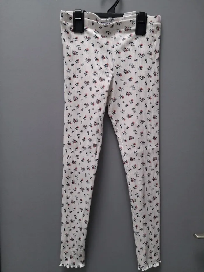 Legging blanc à fleurs - 10 ans - photo numéro 3