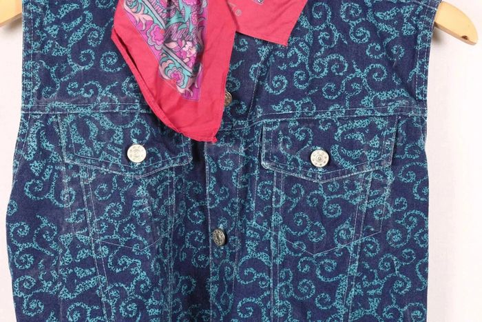 Blouson vintage 90's en coton, denim motif abstraits (#240652) - photo numéro 5